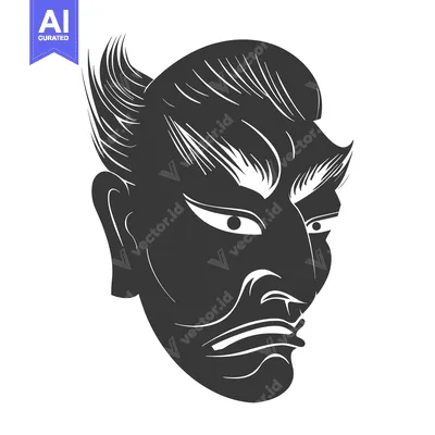 Aset desain premium: A Stylized Silhouette of a Man's Face with a Frowning Expression