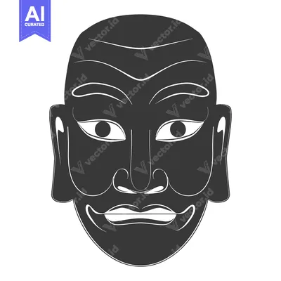 Aset premium populer: Black and White Illustration of a Smiling Male Face