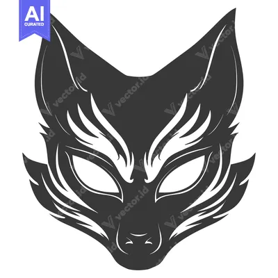 Premium design asset: Black and White Stylized Fox Mask with Sharp Features
