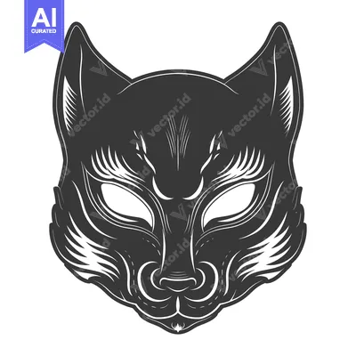 Popular premium asset: Black and White Illustration of a Fox Mask