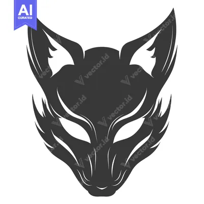 Stylized Black and White Fox Mask Design
