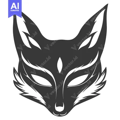 Aset premium populer: Stylized Black and White Fox Mask Illustration