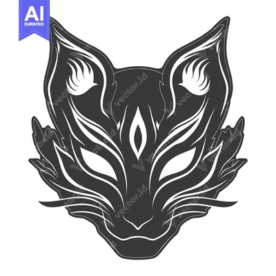 Popular premium asset: Black and White Japanese Fox Mask with Intricate Detail