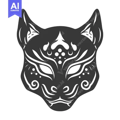 Popular premium asset: Black and White Japanese Fox Mask with Intricate Detailing