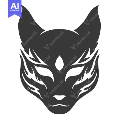 Popular premium asset: Black and White Stylized Fox Mask with Flames