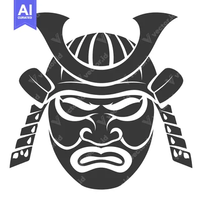 Popular premium asset: Black and White Illustration of a Samurai Warrior's Mask