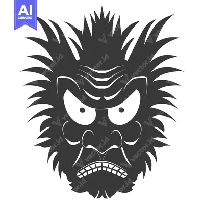 Aset premium populer: Black and White Illustration of an Angry Monster Face