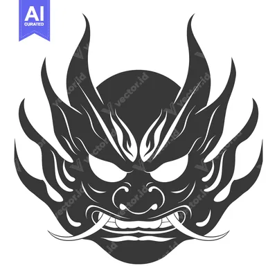 Aset desain premium: A stylized black and white illustration of a fierce, fire-breathing dr