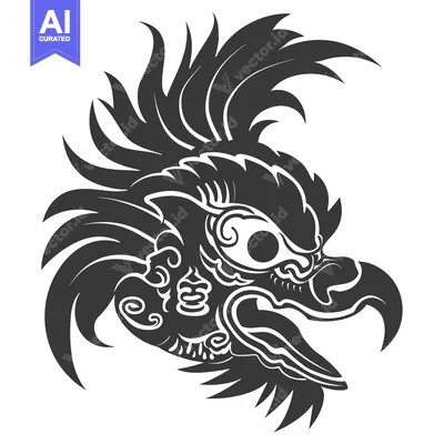 Aset premium populer: Stylized Black and White Illustration of a Bird's Head