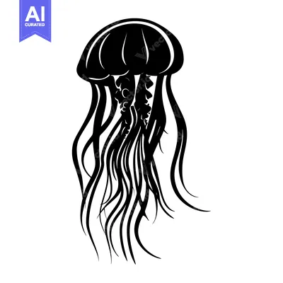 Aset premium populer: Black and White Silhouette of a Jellyfish