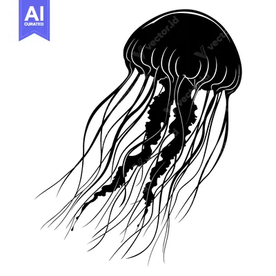 Aset premium populer: Black and White Silhouette of a Jellyfish
