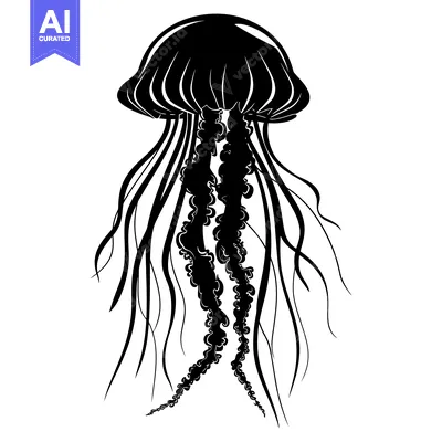 Aset premium populer: Black and White Silhouette of a Jellyfish