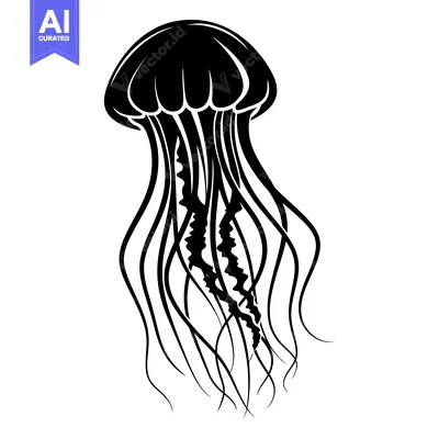 Popular premium asset: Black and White Silhouette of a Jellyfish