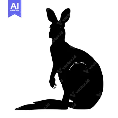 Popular premium asset: Black and White Silhouette of a Sitting Kangaroo