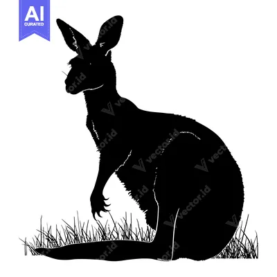 Aset premium populer: Black Silhouette of a Kangaroo in Grass
