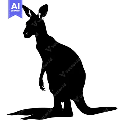 Popular premium asset: Black Silhouette of a Standing Kangaroo