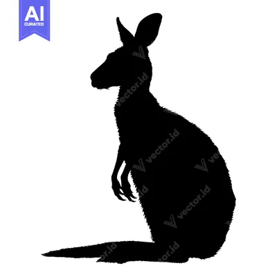 Aset desain premium: Black Silhouette of a Sitting Kangaroo