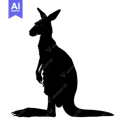 Popular premium asset: Black Silhouette of a Standing Kangaroo