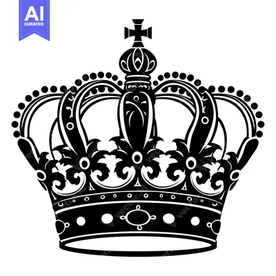 Aset premium populer: Ornate Black and White Crown with Cross