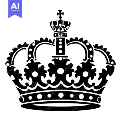 Aset premium populer: Black and White Illustration of a Crown with a Cross on Top