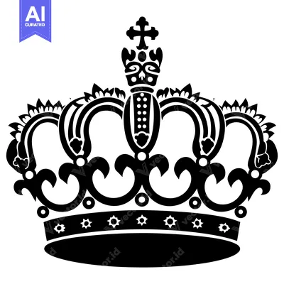 Aset premium populer: Black and White Ornate Crown with a Cross on Top