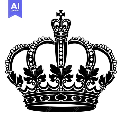 Aset premium populer: Ornate Black and White King's Crown with Cross Top
