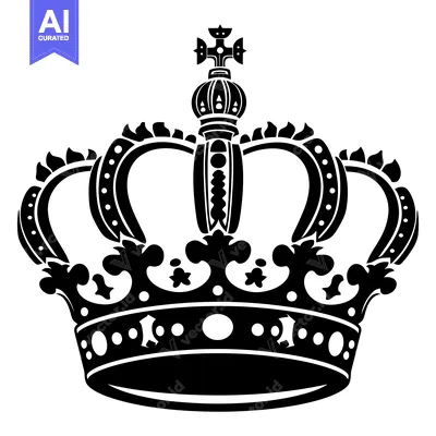 Aset desain premium: Black and White Ornate Crown with a Cross on Top