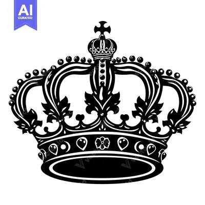 Aset premium populer: Ornate Black and White King's Crown with Cross Top