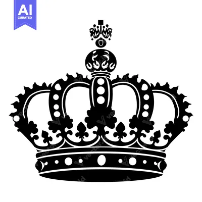 Aset premium populer: A black and white illustration of a royal crown