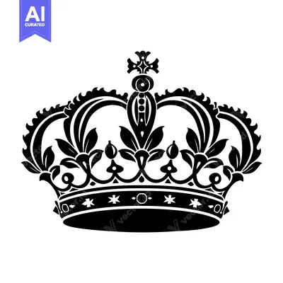 Aset desain premium: Ornate Black and White Crown with Floral Details