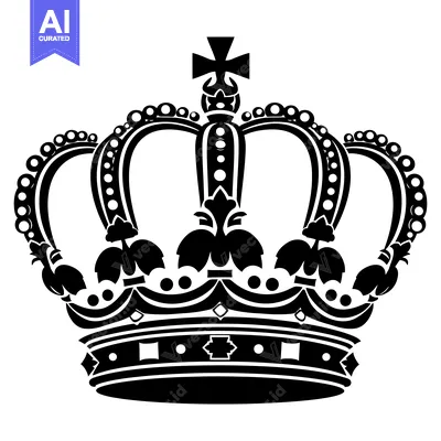 Aset premium populer: Black and White Stylized King's Crown with Ornamental Detail