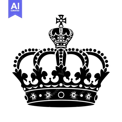 Aset premium populer: Black and White Illustration of a Crown with a Cross on Top