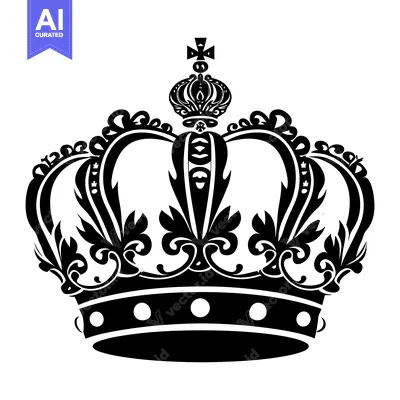 Aset premium populer: Ornate Black and White Crown with a Cross on Top