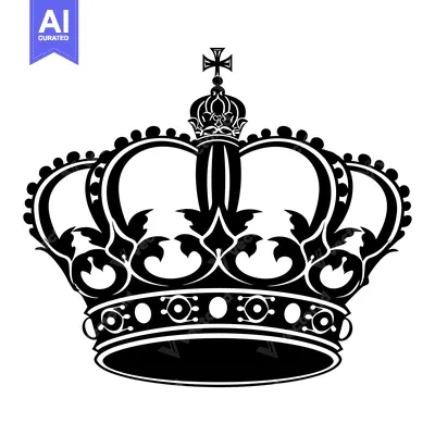 Popular premium asset: Black and White Illustration of a Royal Crown with a Cross on Top
