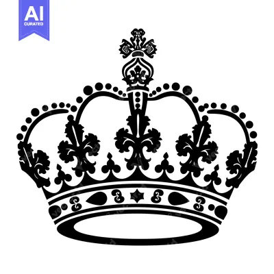 Aset premium populer: Ornate Black and White Crown with Floral Details