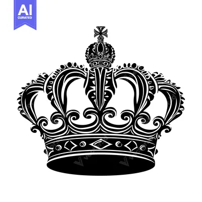 Aset premium populer: Black and White Ornate Crown with a Cross Top