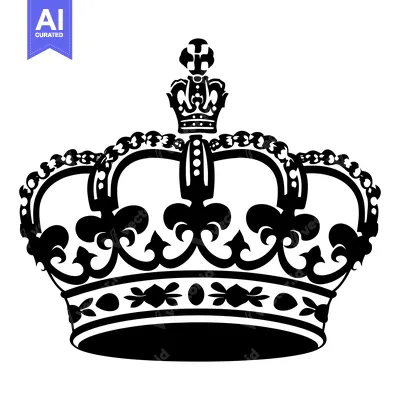 Premium design asset: Ornate black and white crown with cross and chain detail