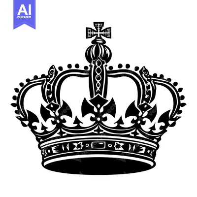 Ornate Black and White Crown with a Cross on Top