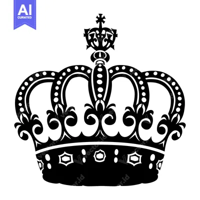 A black and white silhouette of a royal crown with a cross on top