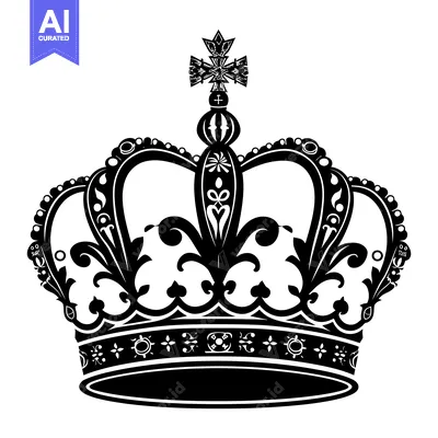 Aset premium populer: Ornate Black and White Crown with Cross Top