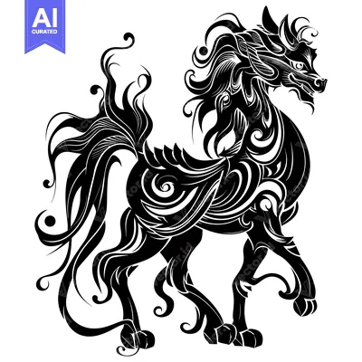 Popular premium asset: Stylized Black and White Illustration of a Chinese Dragon