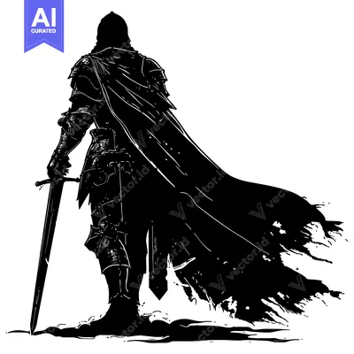 Popular premium asset: Silhouette of a Medieval Knight with a Sword and Cape