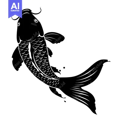 Popular premium asset: Black and White Silhouette of a Jumping Koi Fish