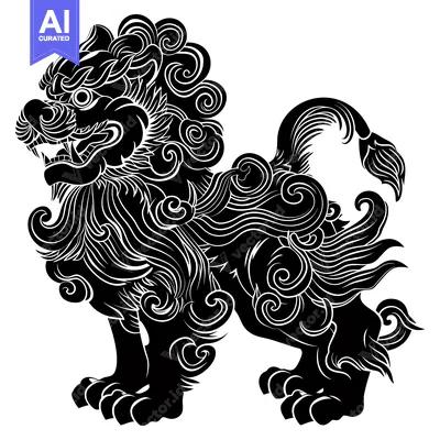 Popular premium asset: A Stylized Black and White Illustration of a Lion in a Guardian Pose