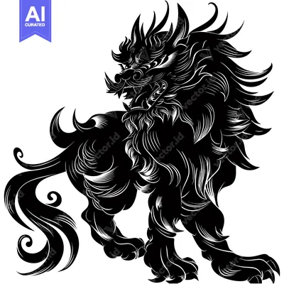 Popular premium asset: Black and White Illustration of a Mythical Lion-like Creature