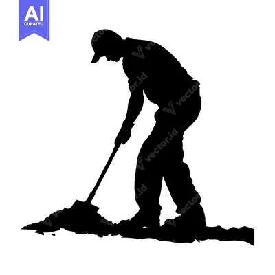 Aset premium populer: Silhouette of a Person Digging with a Shovel