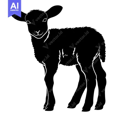 Aset premium populer: Black and White Silhouette of a Standing Lamb