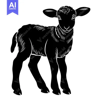 Popular premium asset: Black and White Silhouette of a Young Lamb