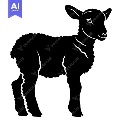Aset premium populer: Black and White Silhouette of a Lamb