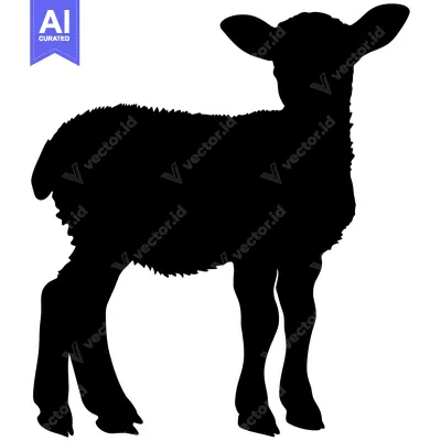 Popular premium asset: Black Silhouette of a Young Lamb Standing on a White Background